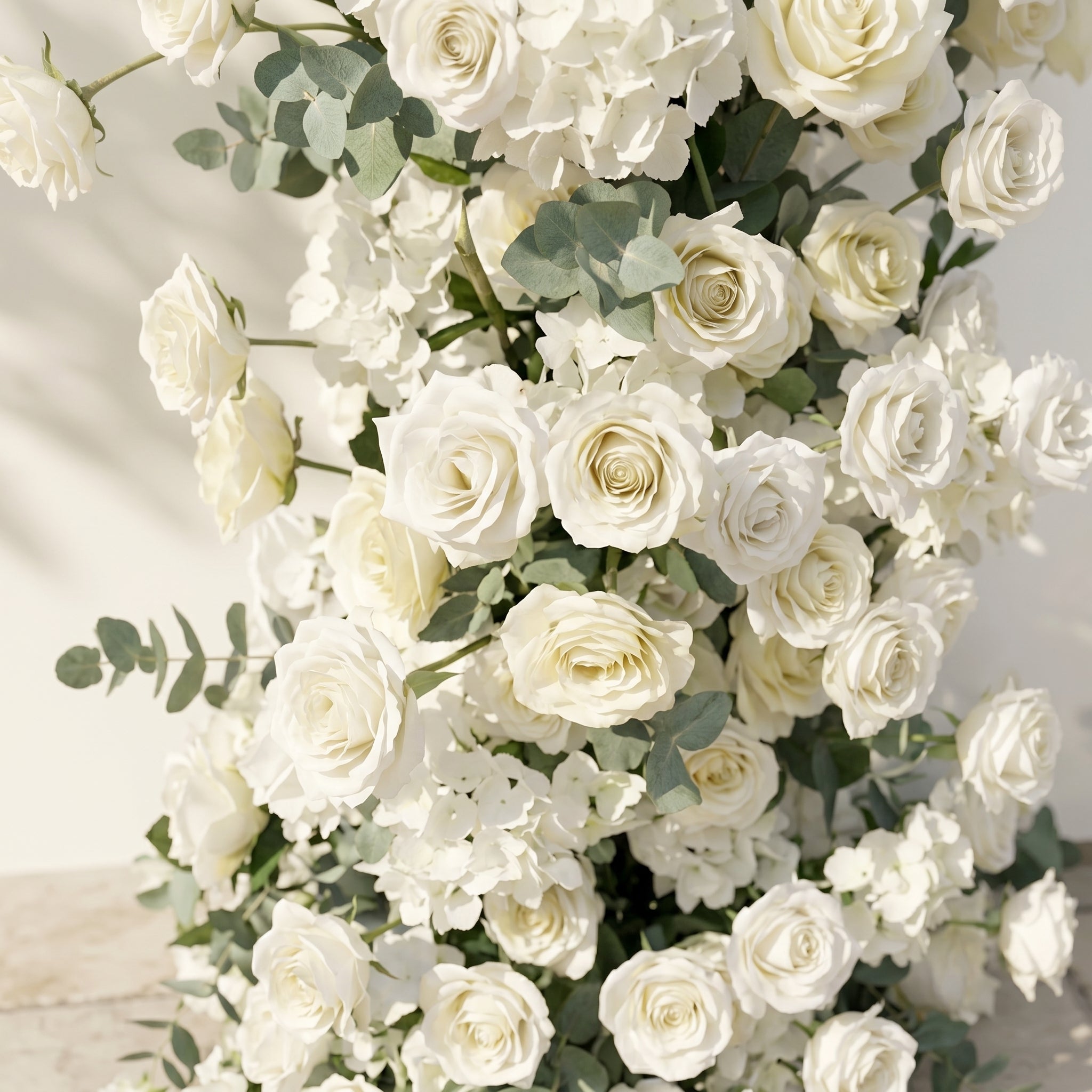 White Rose Eucalyptus Wedding Background Arch KT Backdrop Decorative Flower Row Excludes Frame