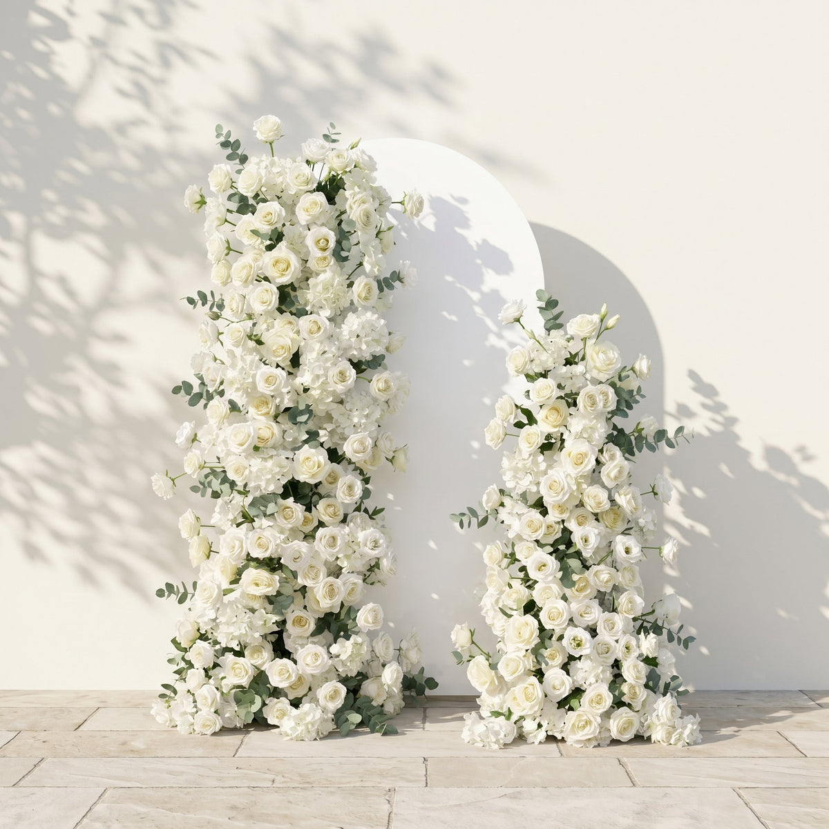 White Rose Eucalyptus Wedding Background Arch KT Backdrop Decorative Flower Row Excludes Frame