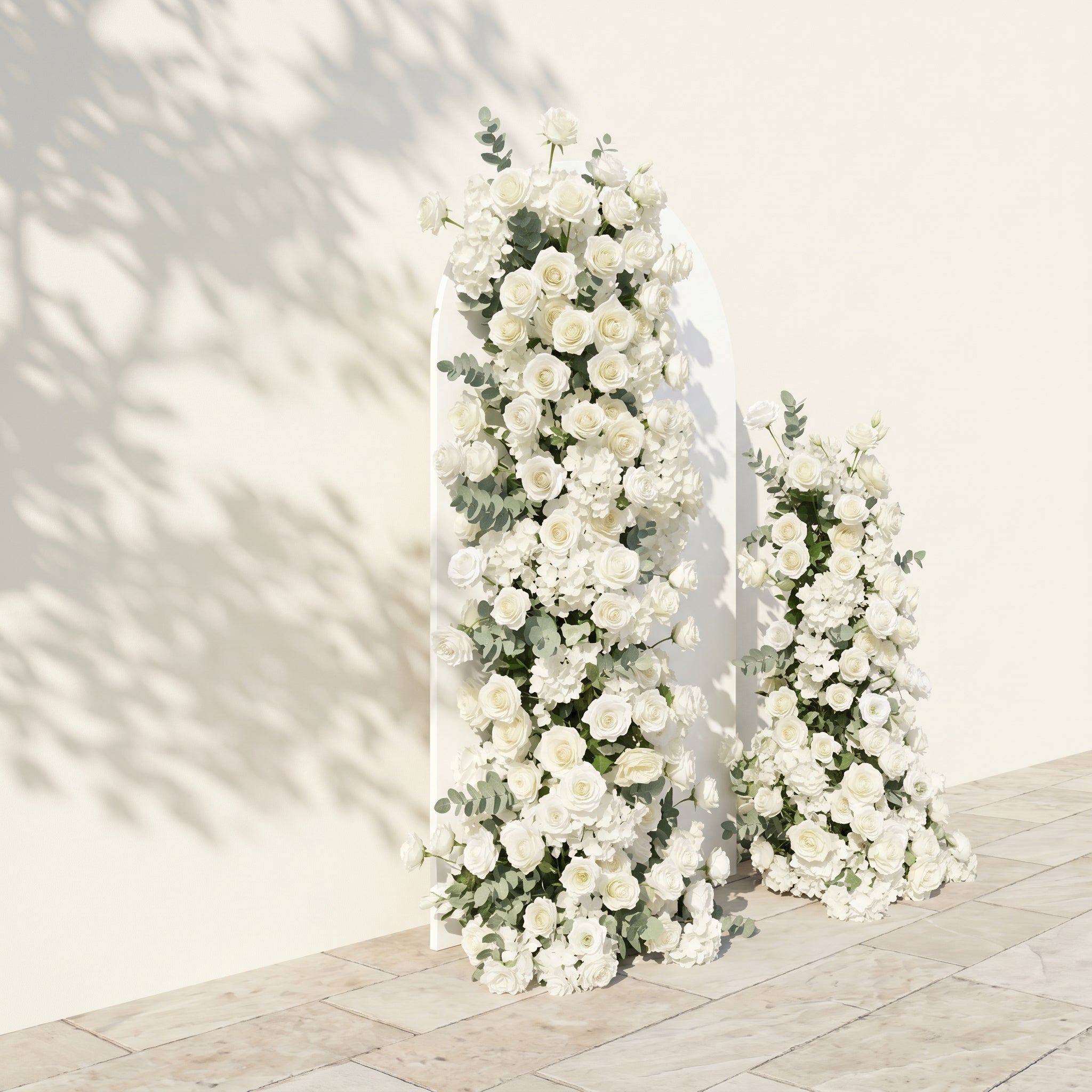 White Rose Eucalyptus Wedding Background Arch KT Backdrop Decorative Flower Row Excludes Frame