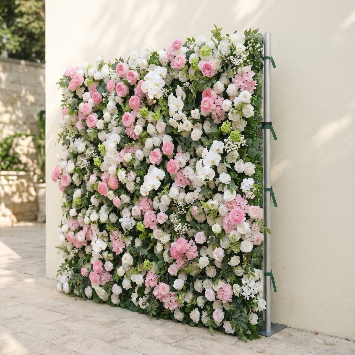 Pervia:5D Blush Pink & Ivory White Silk Rose Flower Wall Roll-Up Fabric Backdrop for Romantic Weddings & Proposals Free Shipping