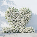 Petalya: 3D White Silk Rose Heart Floral Backdrop Decor for Proposal & Anniversary Backdrop Free Shipping