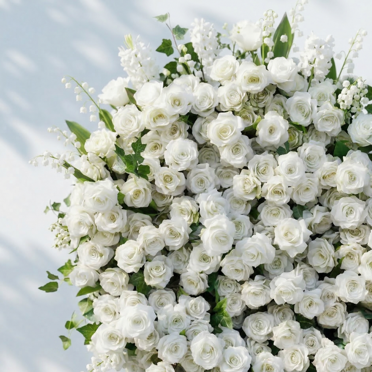 Petalya: 3D White Silk Rose Heart Floral Backdrop Decor for Proposal & Anniversary Backdrop Free Shipping