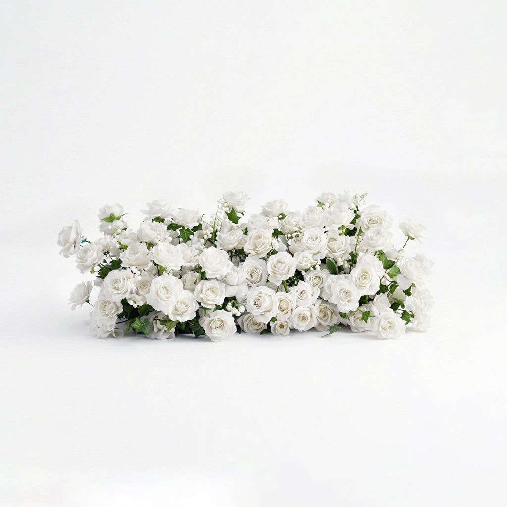 Petalya: 3D White Silk Rose Heart Floral Backdrop Decor for Proposal & Anniversary Backdrop Free Shipping