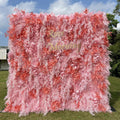 Pink Dream：5D Fabric Artificial rolling up curtain flower wall Free Shipping