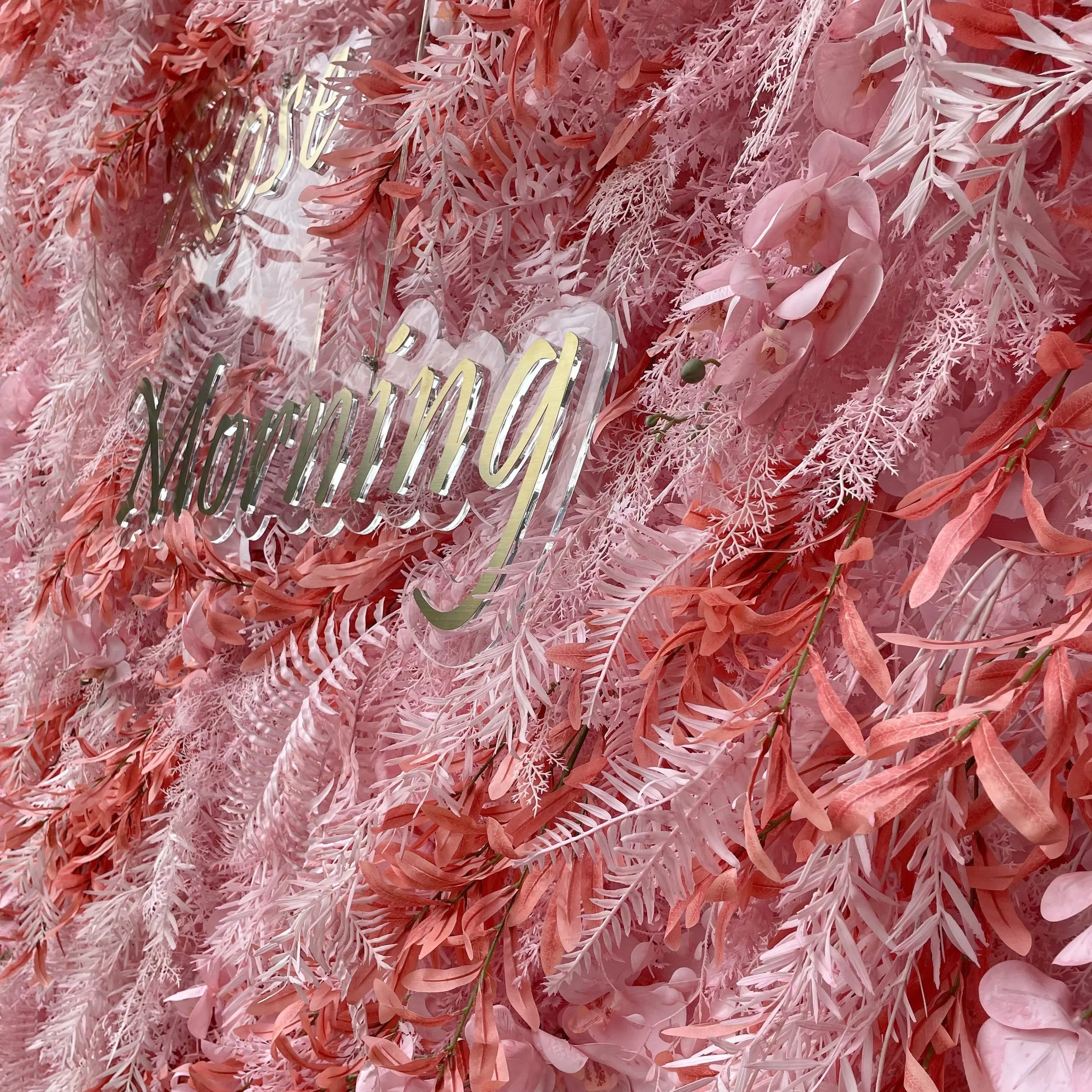 Pink Dream：5D Fabric Artificial rolling up curtain flower wall Free Shipping