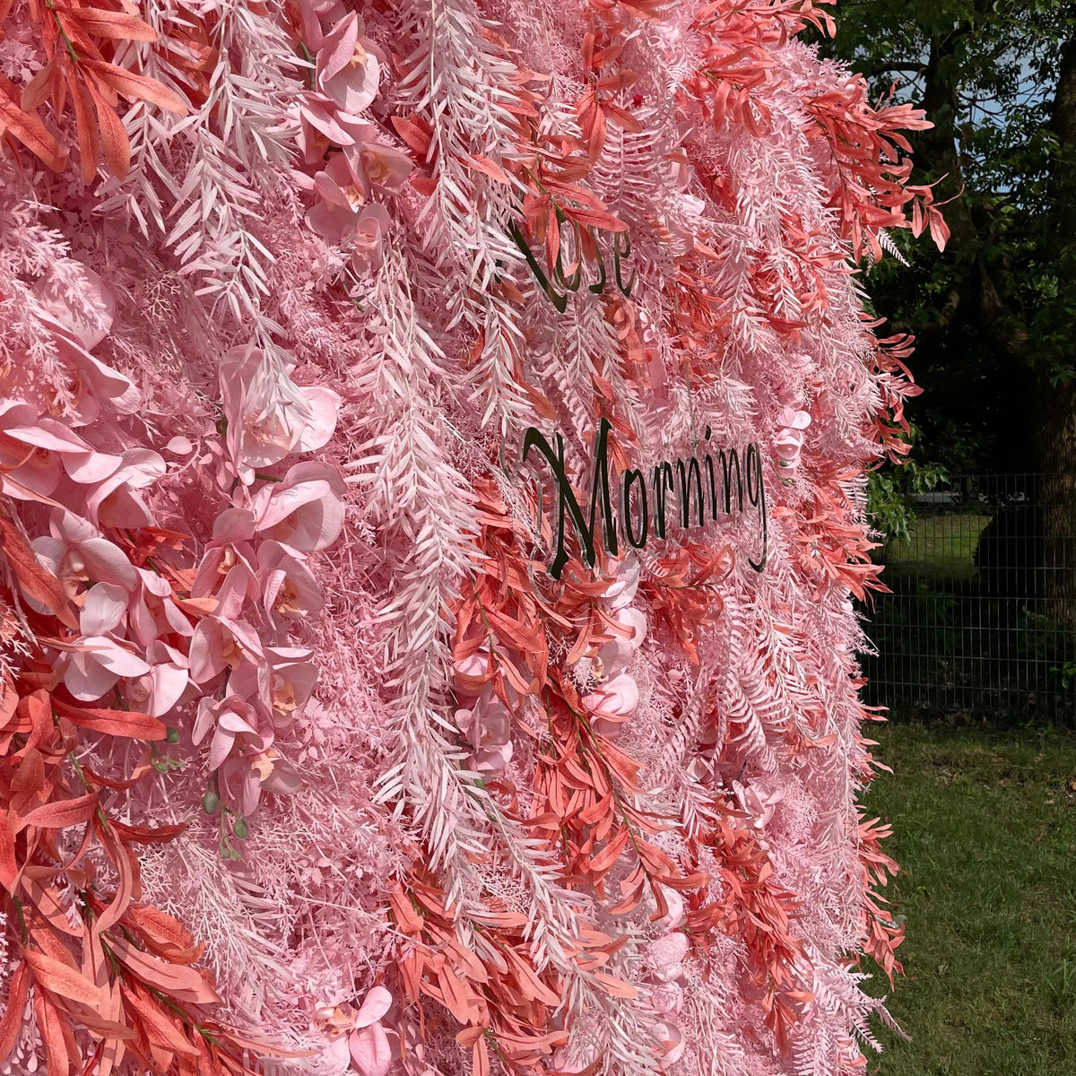 Pink Dream：5D Fabric Artificial rolling up curtain flower wall Free Shipping