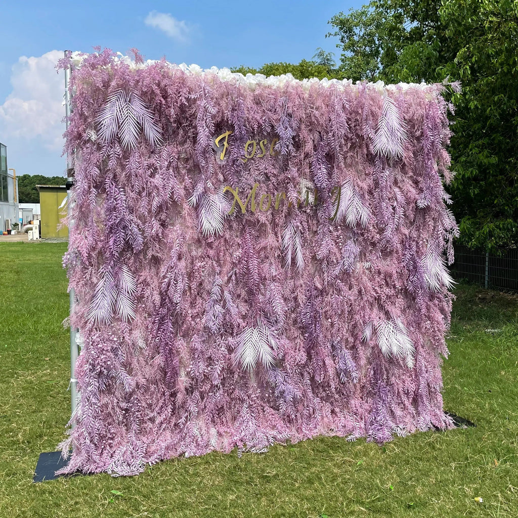 Purple Dream：5D Fabric Artificial rolling up curtain flower wall Free Shipping