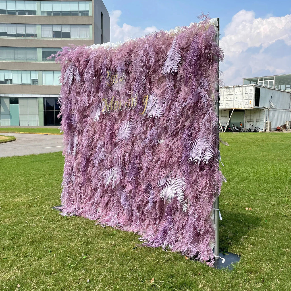 Purple Dream：5D Fabric Artificial rolling up curtain flower wall Free Shipping