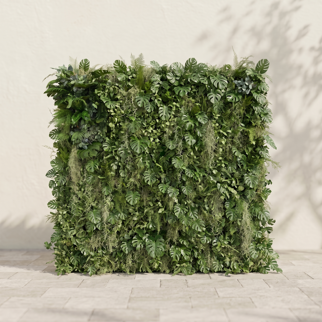 Raelira: Luxury 5D Green Silk Floral Wall Roll-Up Backdrop for Elegant Minimalist Weddings Free Shipping