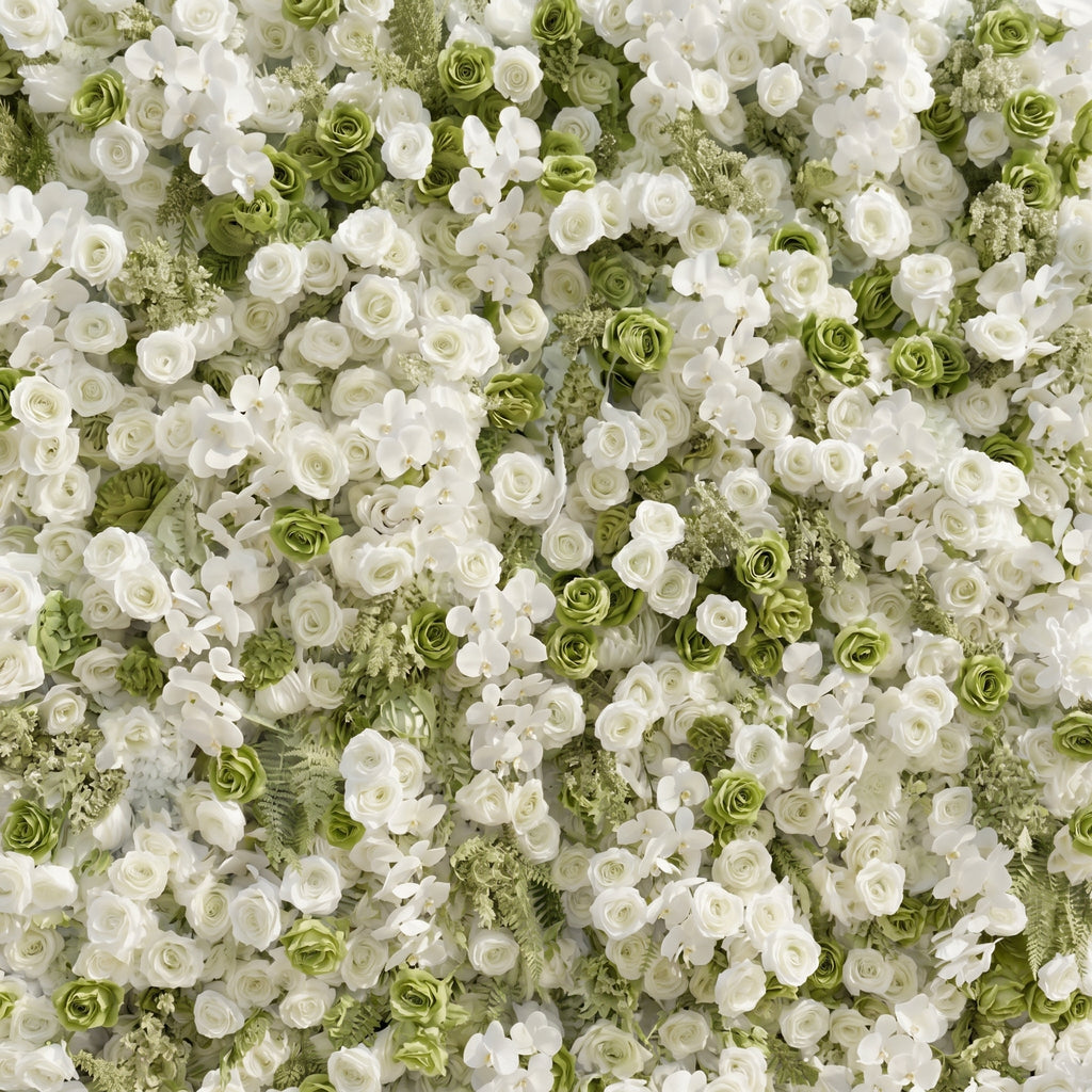 Ravalia: Luxury 5D White & Sage Green Silk Floral Wall Roll-Up Backdrop for Elegant Minimalist Weddings Free Shipping