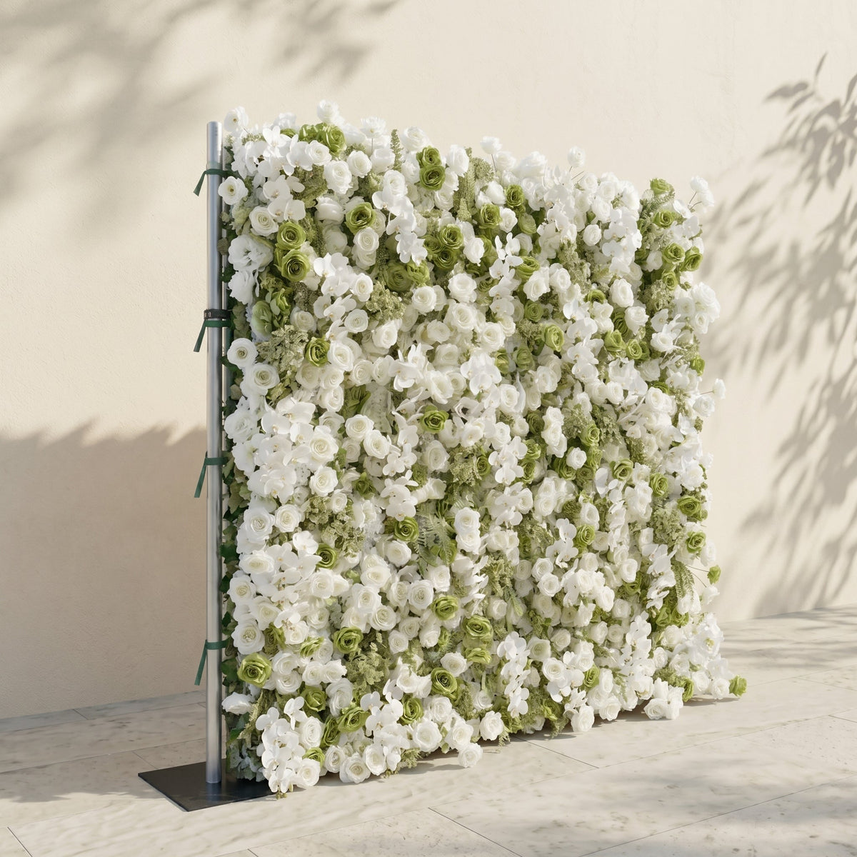 Ravalia: Luxury 5D White & Sage Green Silk Floral Wall Roll-Up Backdrop for Elegant Minimalist Weddings Free Shipping