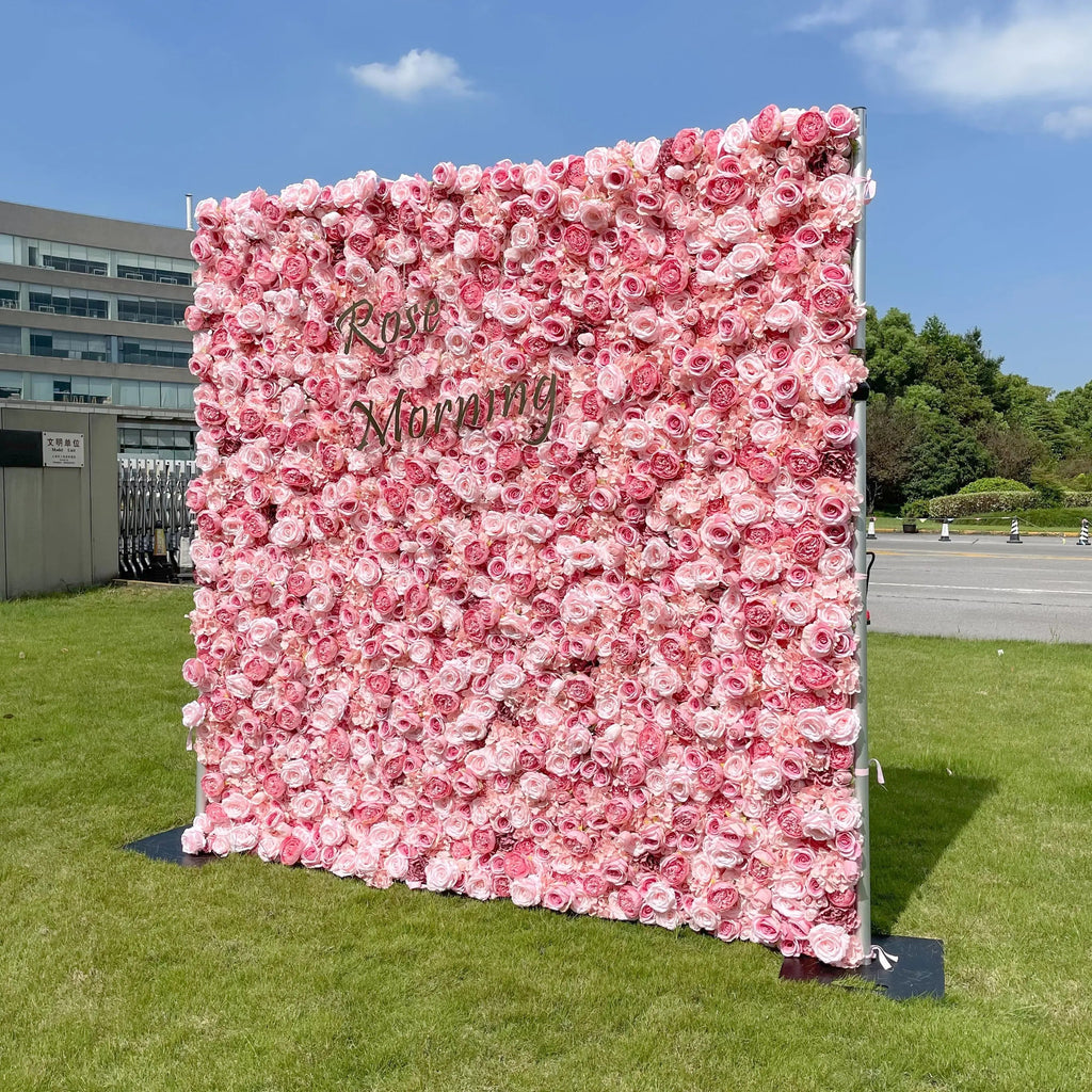 Rina：4D Fabric Artificial rolling up curtain flower wall Free Shipping