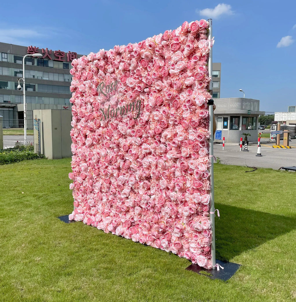 Rina：4D Fabric Artificial rolling up curtain flower wall Free Shipping