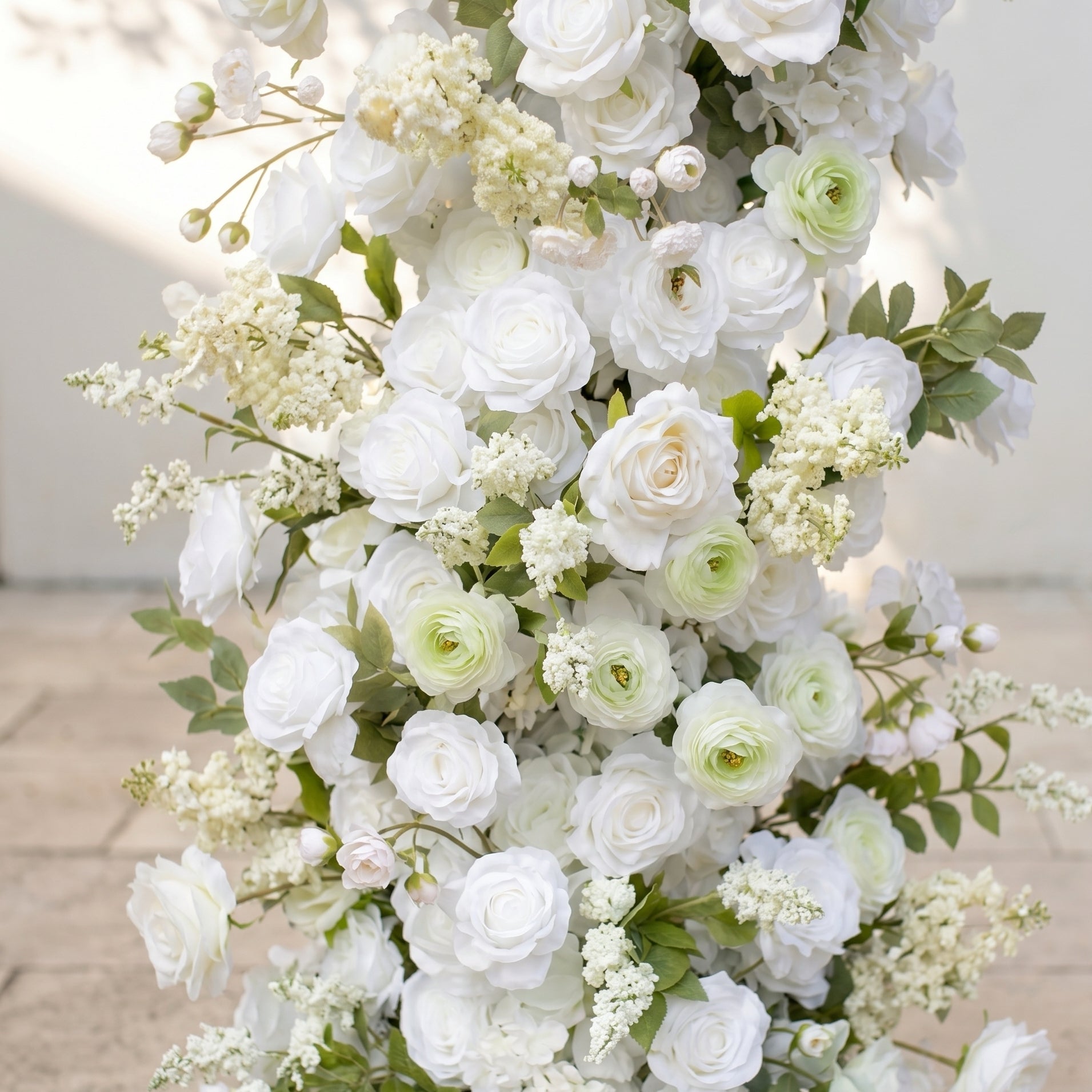 Romysira: Classic White Color Flower Arch with White Roses and Greenery for Weddings&Event Decor Including Frame romysira detail 2