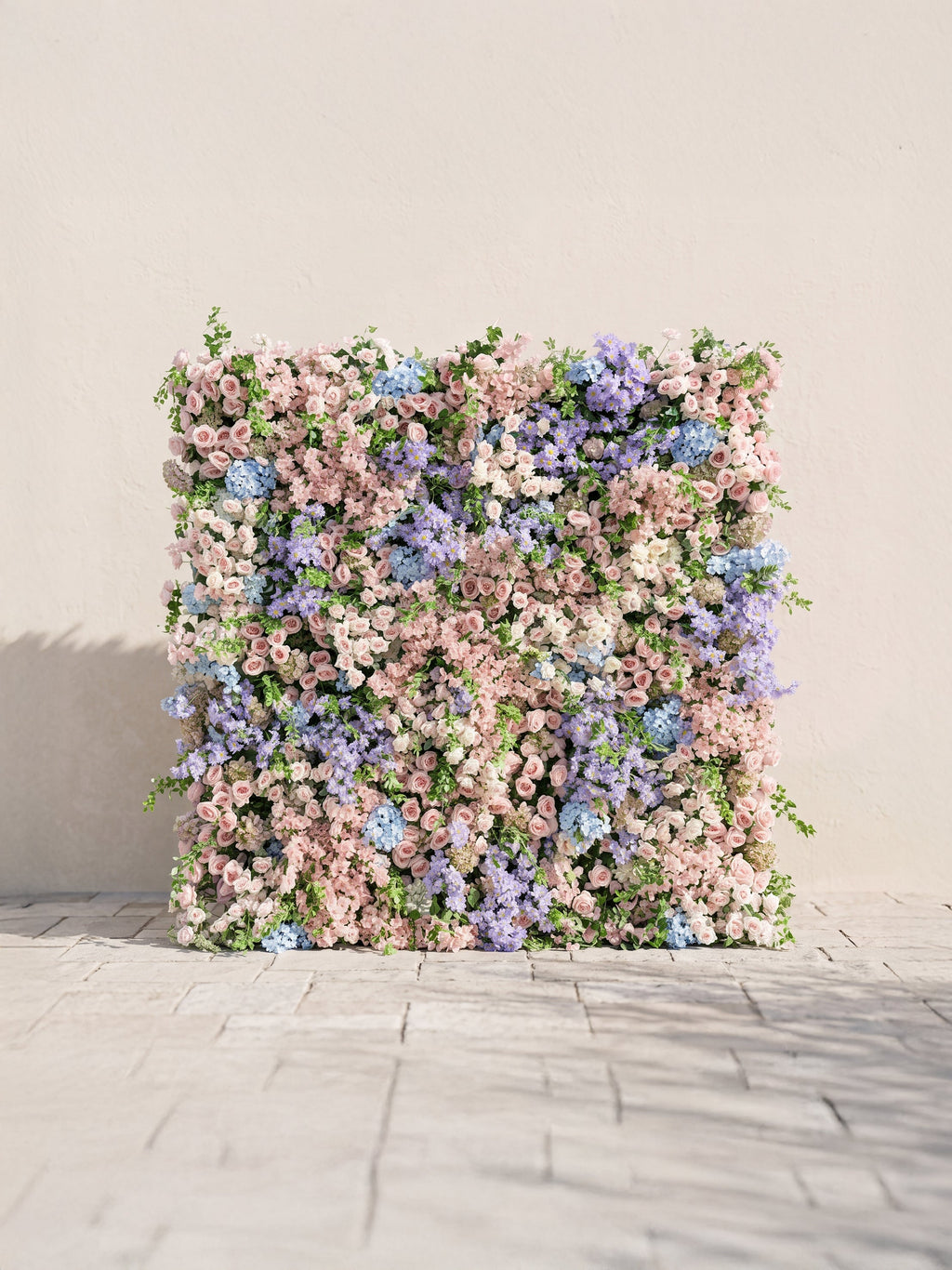 Roslina 5D Fabric Artificial rolling up curtain flower wall — front view