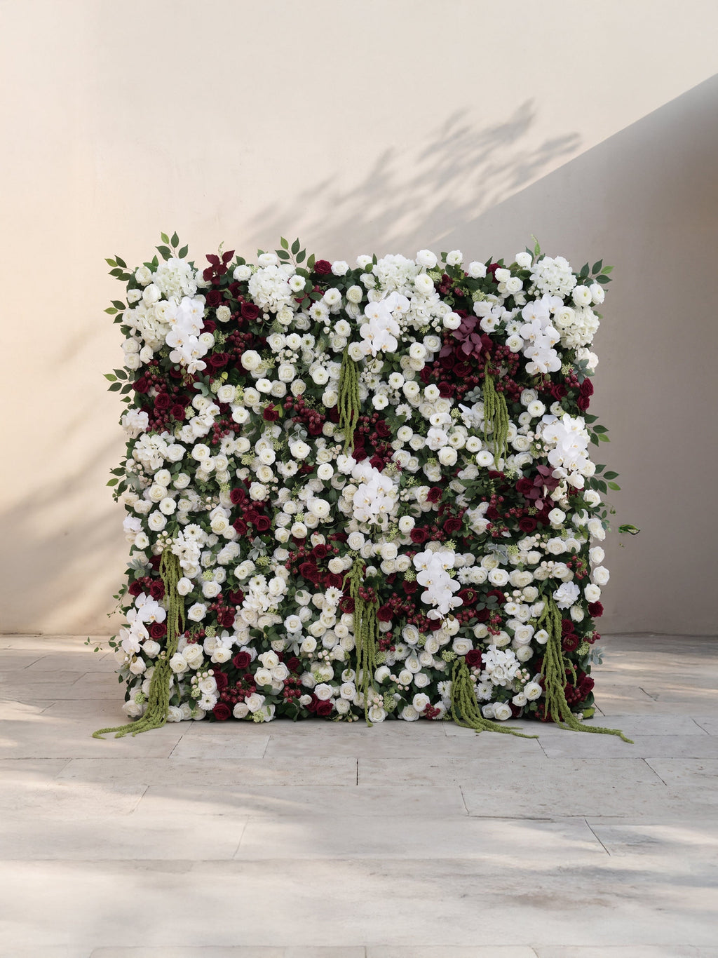 Sabelia 5D Fabric Artificial rolling up curtain flower wall — front view