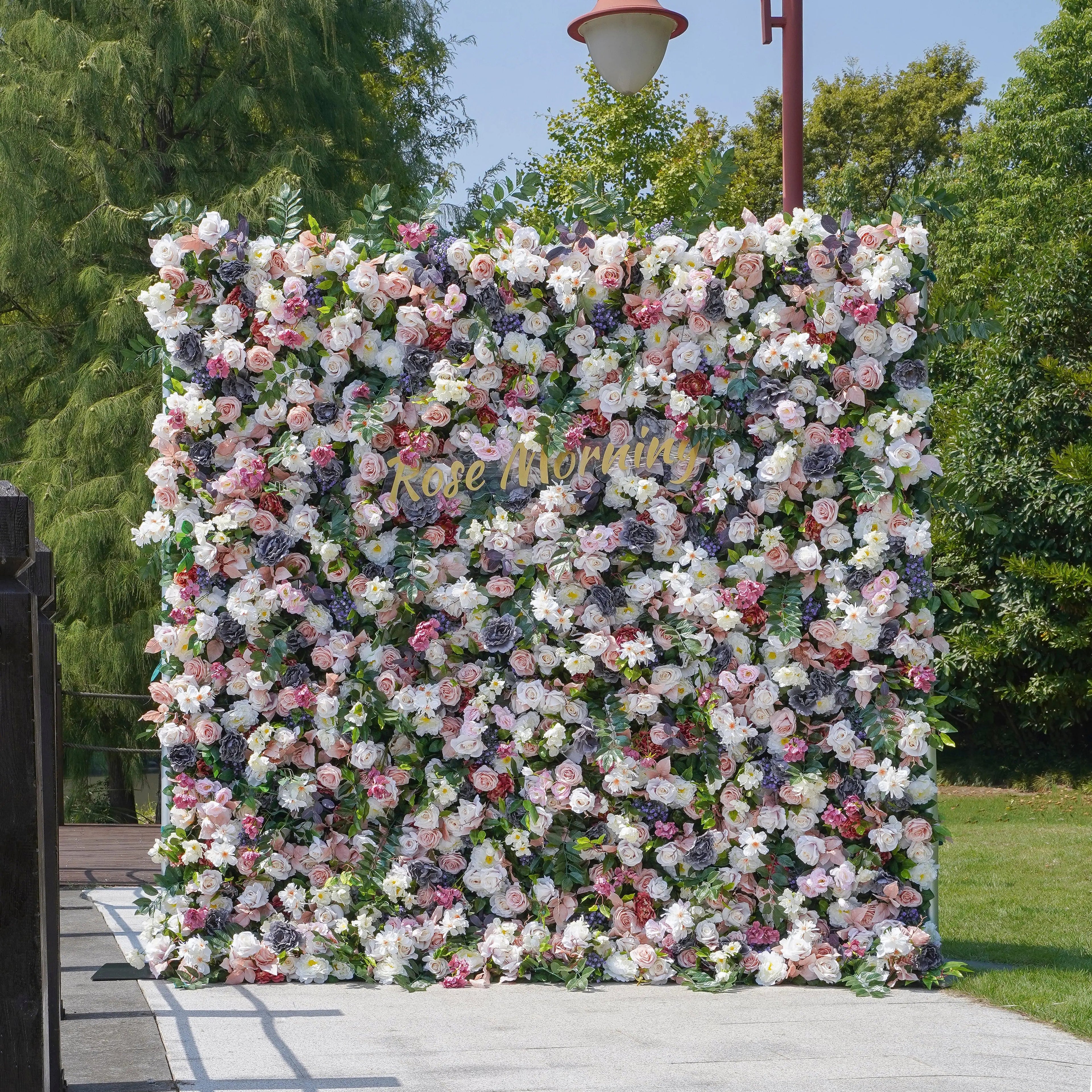 Selena：5D Fabric Artificial rolling up curtain flower wall Free Shipping