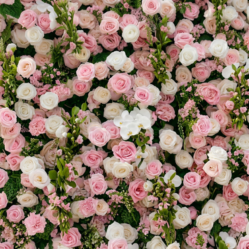 Selenessa:Premium 5D Blush & Soft Pink Floral Wall Roll-Up Backdrop for Whimsical Bridal Showers Free Shipping