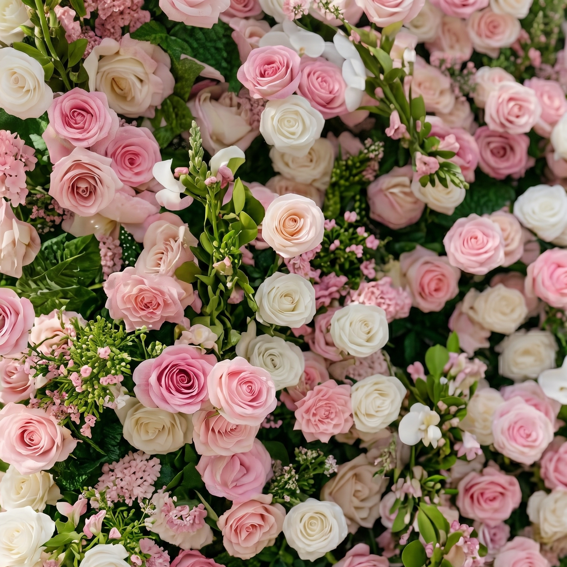 Selenessa:Premium 5D Blush & Soft Pink Floral Wall Roll-Up Backdrop for Whimsical Bridal Showers Free Shipping