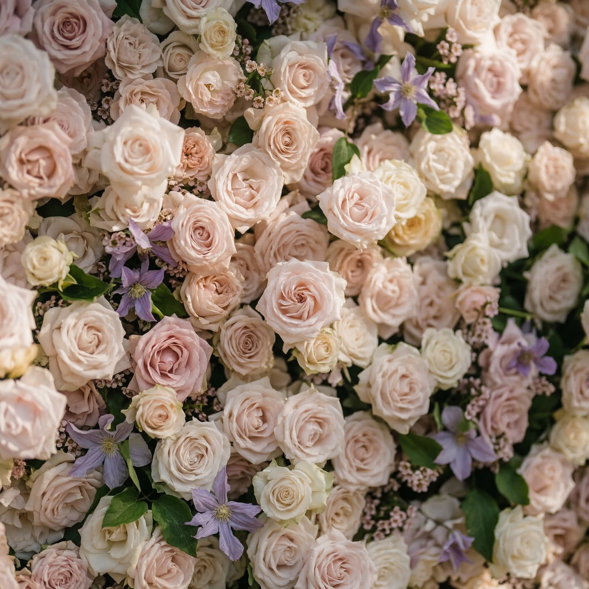 Selira: 5D Creamy Blush and Soft Lilac Silk Rose Flower Wall Roll-Up Fabric Backdrop for Elegant Events & Parties Free Shipping
