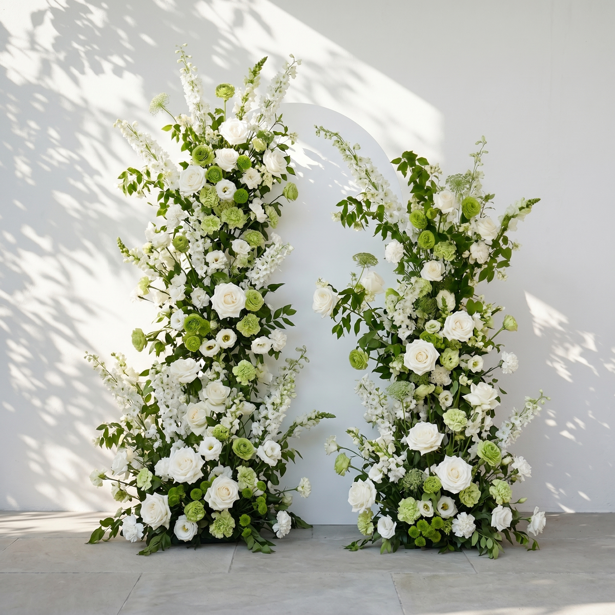 Odelia: White Green Rose Calla Lily Wedding Background Arch Pillar Decorative Flower Row Excluding Frame