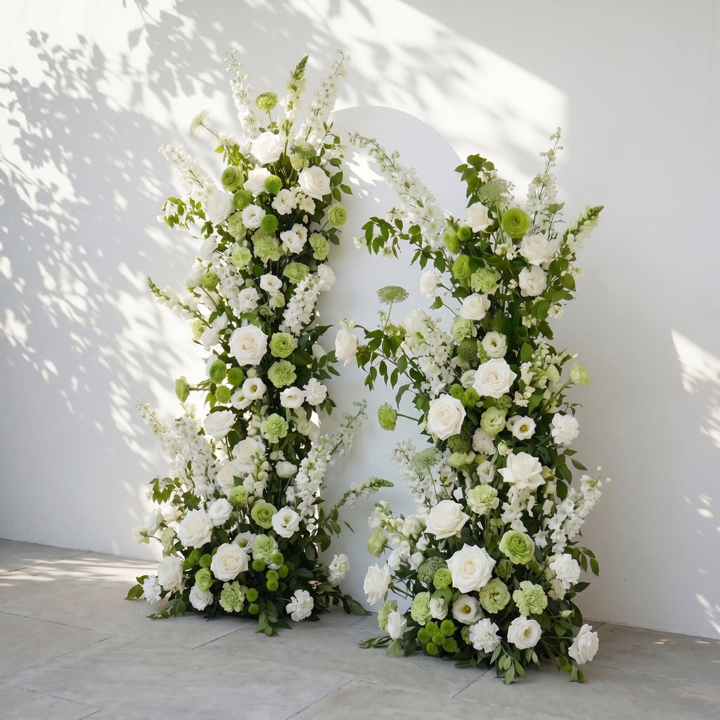 Odelia: White Green Rose Calla Lily Wedding Background Arch Pillar Decorative Flower Row Excluding Frame