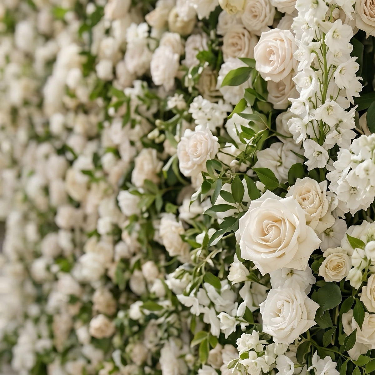 Sirenbelle:Luxury 5D Cream & Ivory Silk Floral Wall Roll-Up Backdrop for Timeless Elegant Weddings Free Shipping