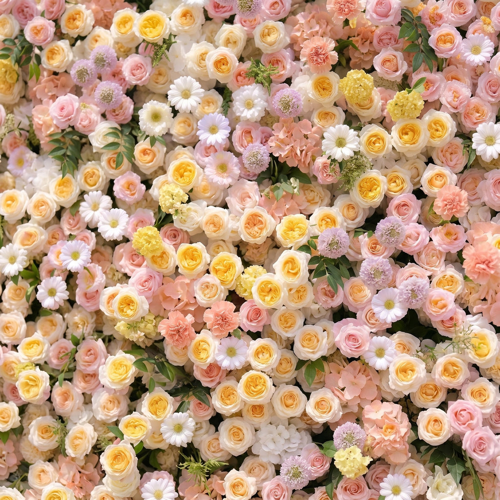Sirensola:5D Peach Orange, Blush Pink & Ivory White Silk Rose Flower Wall Roll-Up Fabric Backdrop for Romantic Weddings & Proposals Free Shipping