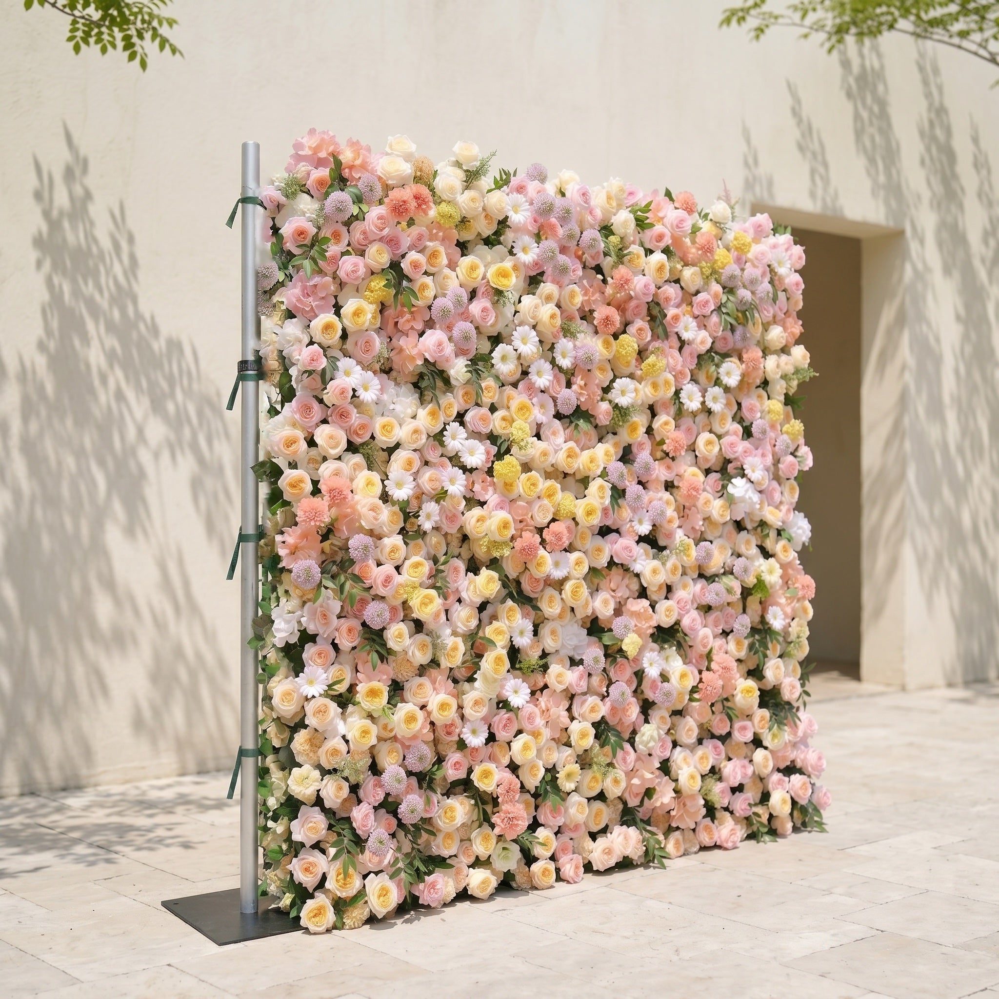 Sirensola:5D Peach Orange, Blush Pink & Ivory White Silk Rose Flower Wall Roll-Up Fabric Backdrop for Romantic Weddings & Proposals Free Shipping