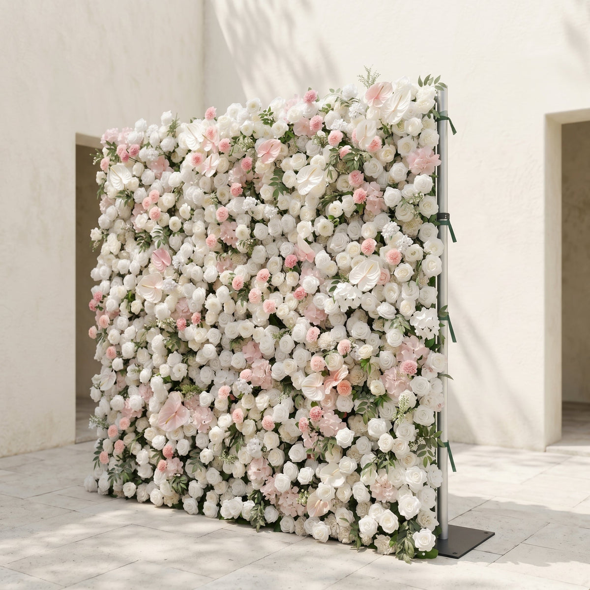 Sorelmora:5D Blush Pink & Ivory White Silk Rose Flower Wall Roll-Up Fabric Backdrop for Romantic Weddings & Proposals Free Shipping