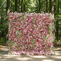 Sorev: 5D Blush Pink and Raspberry Silk Rose Flower Wall Roll-Up Fabric Backdrop for Forest Weddings & Parties Free Shipping