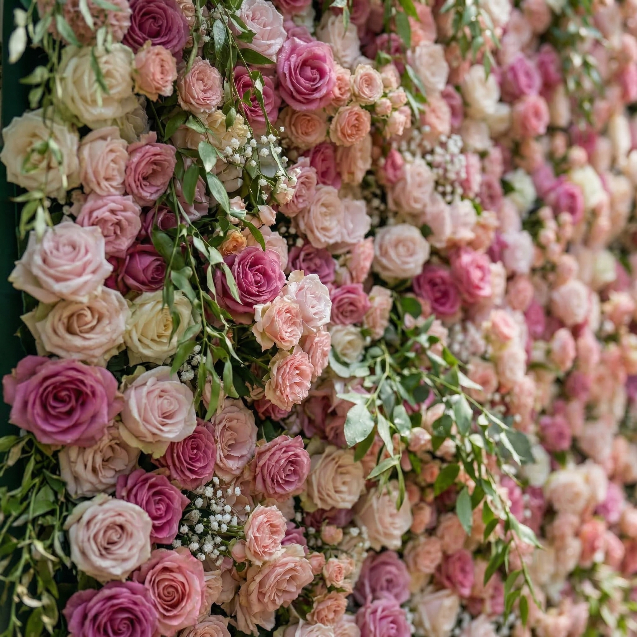 Sorev: 5D Blush Pink and Raspberry Silk Rose Flower Wall Roll-Up Fabric Backdrop for Forest Weddings & Parties Free Shipping