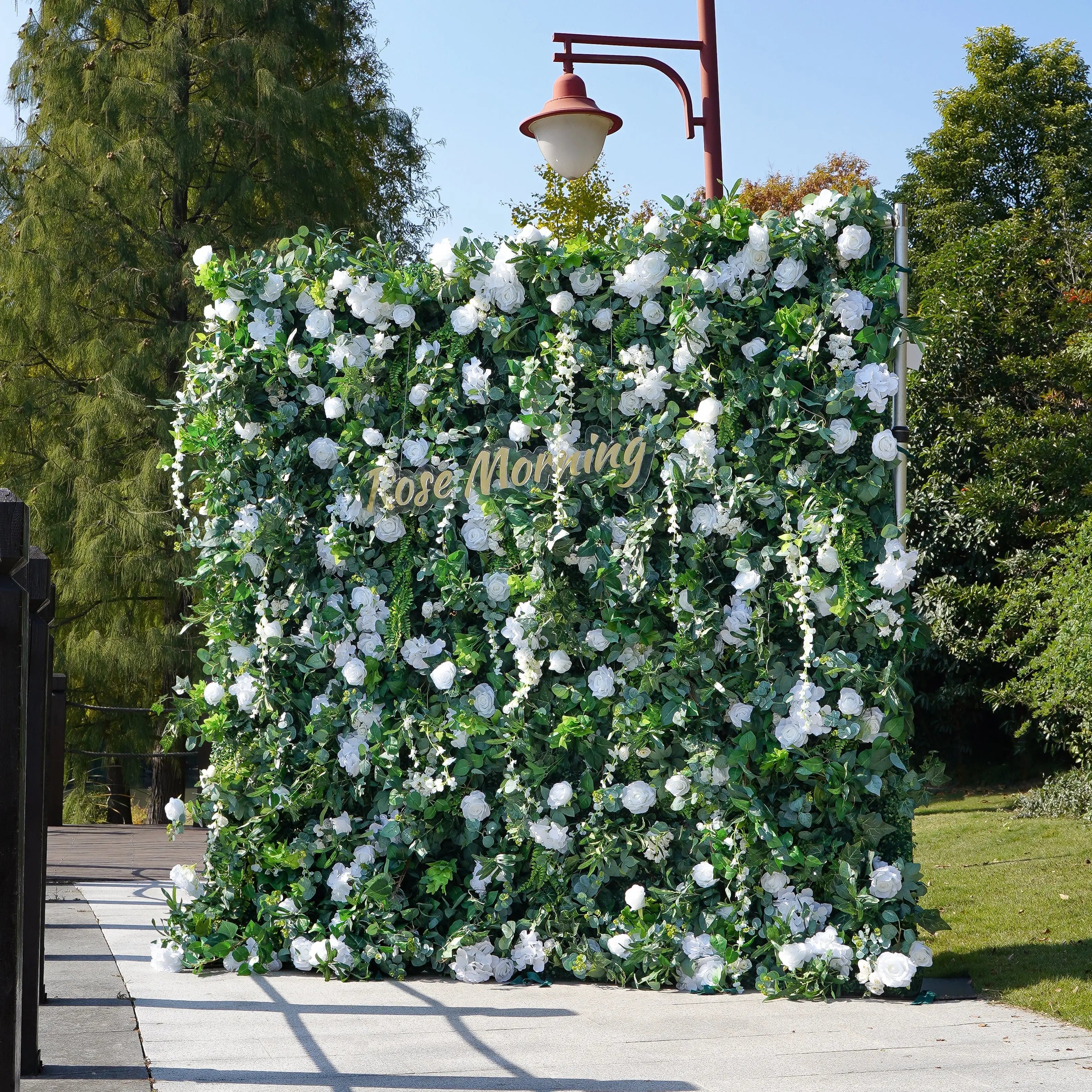 Spring：3D Fabric Artificial rolling up curtain flower wall Free Shipping