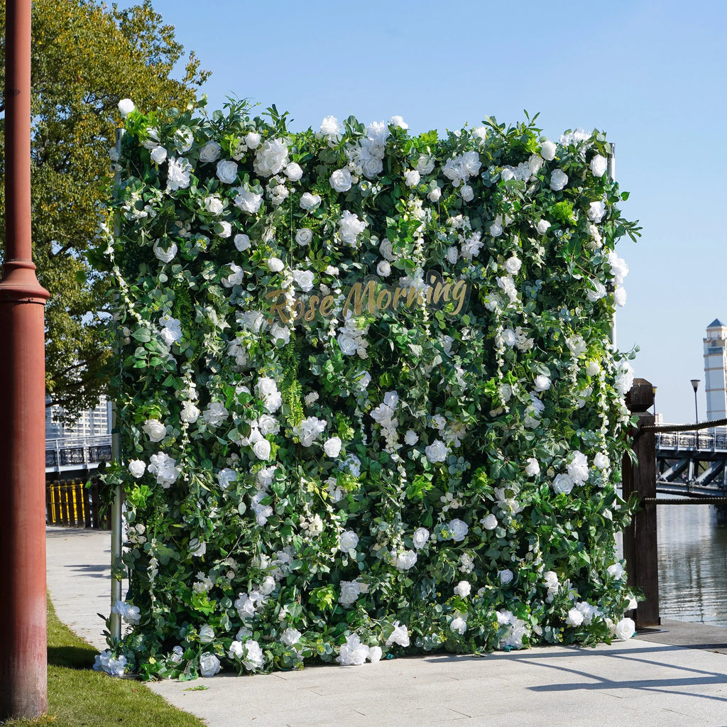 Spring：3D Fabric Artificial rolling up curtain flower wall Free Shipping