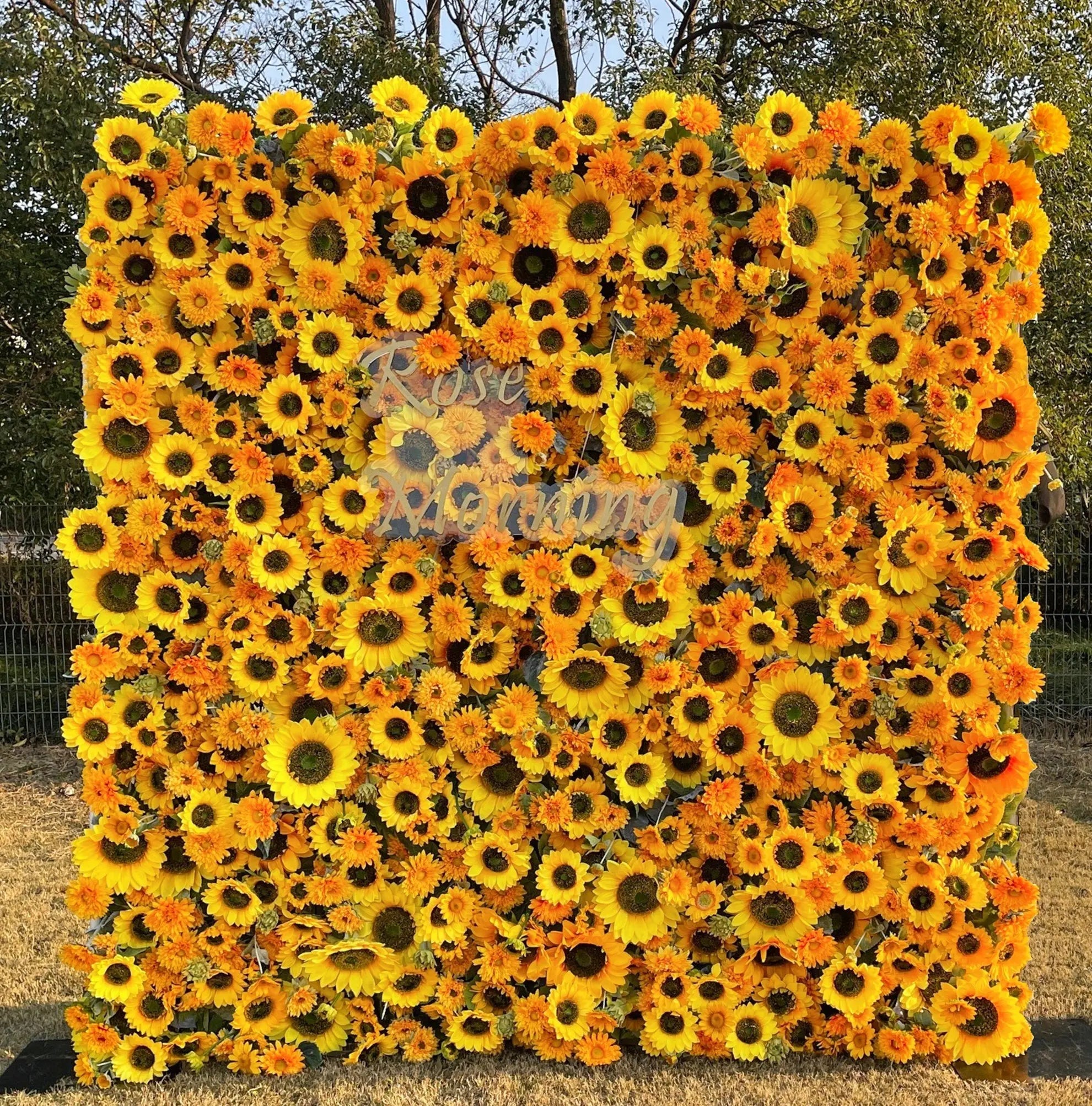 Sunflower：5D Fabric Artificial rolling up curtain flower wall Free Shipping