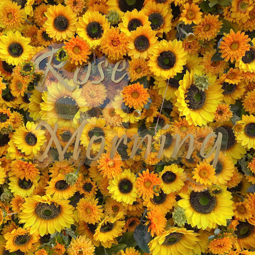 Sunflower：5D Fabric Artificial rolling up curtain flower wall Free Shipping