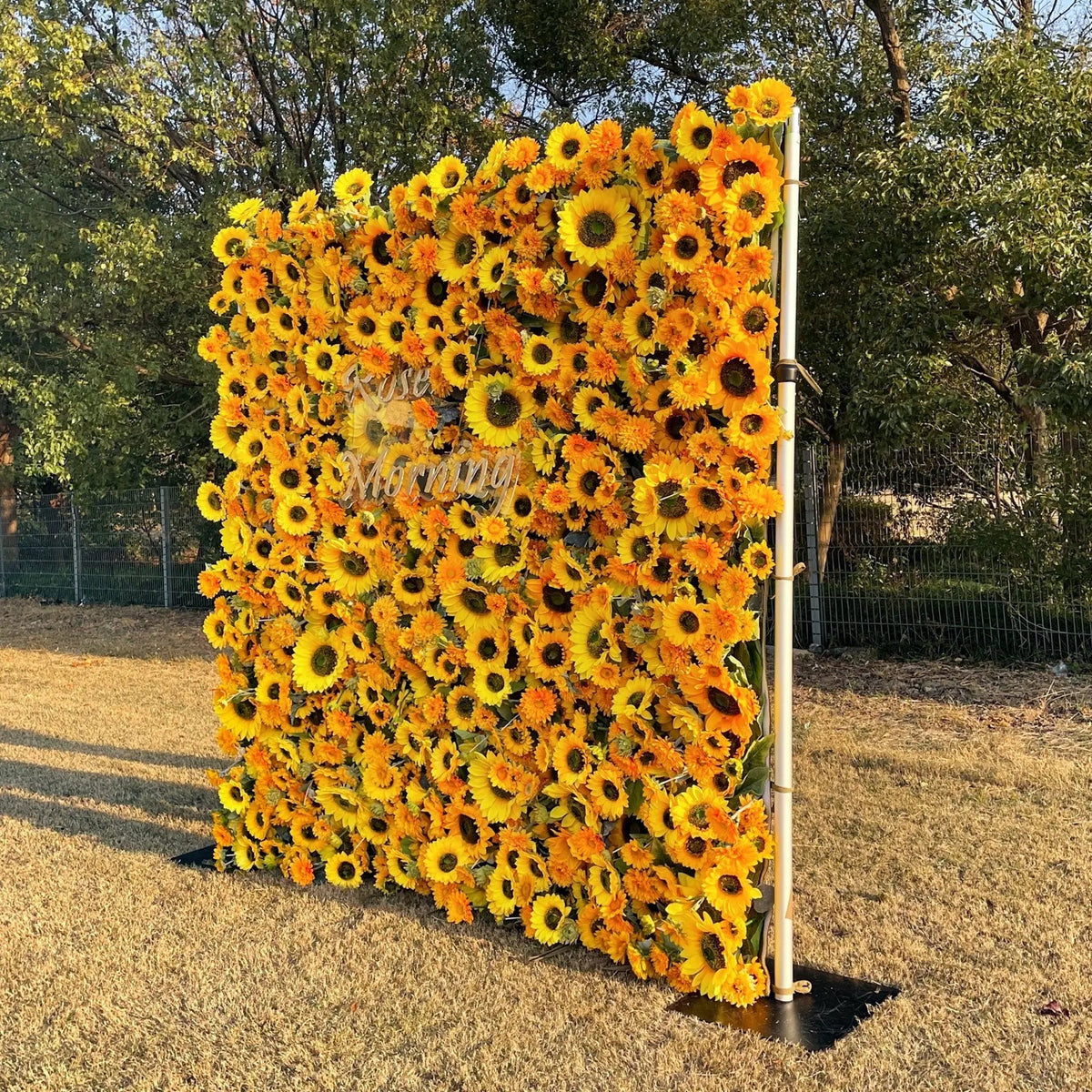 Sunflower：5D Fabric Artificial rolling up curtain flower wall Free Shipping