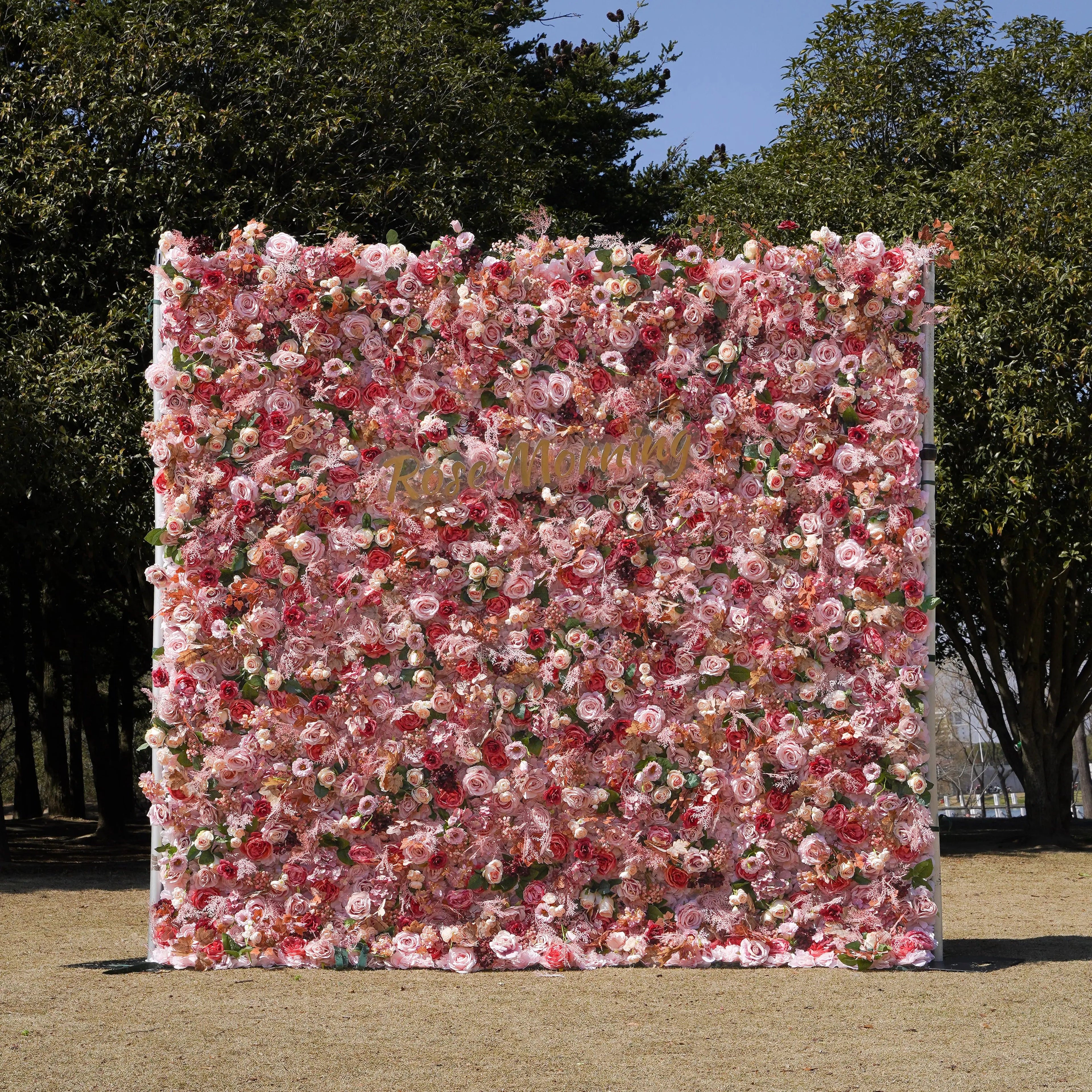 Sweetheart：5D Fabric Artificial rolling up curtain flower wall Free Shipping