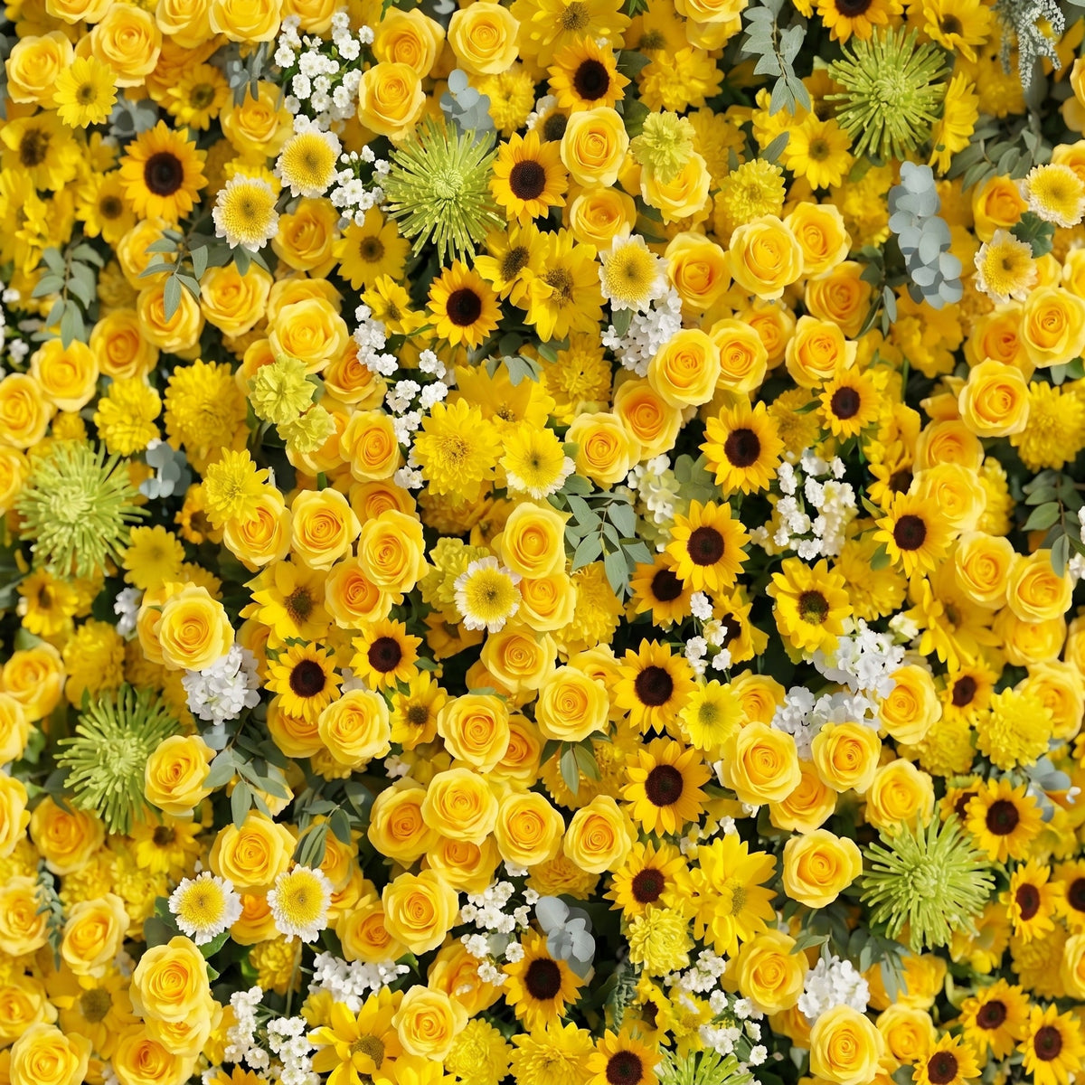Talsira:5D Yellow Silk Rose Flower Wall Roll-Up Fabric Backdrop for Romantic Weddings & Proposals Free Shipping