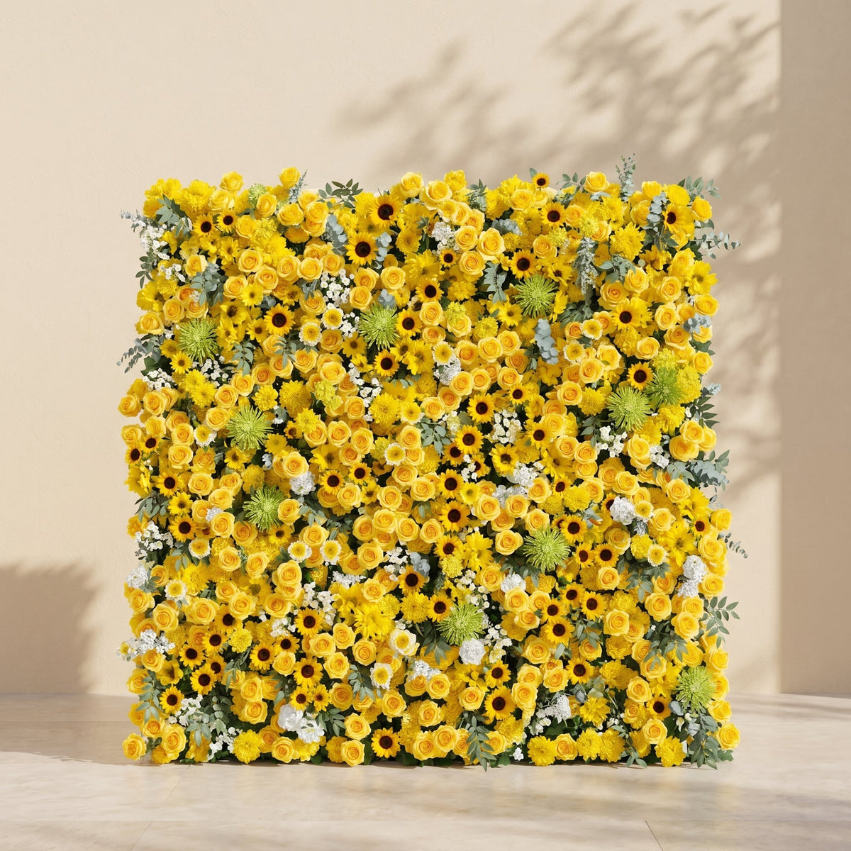 Talsira:5D Yellow Silk Rose Flower Wall Roll-Up Fabric Backdrop for Romantic Weddings & Proposals Free Shipping