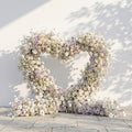 Talyana: Heart-Shaped Lavender Purple and Ivory White Silk Rose Flower Arch Floral Arrangement for Minimalist Weddings