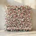 Thaliah: 5D Elegant Dusty Rose & Cream Silk Rose Flower Wall Roll-Up Fabric Backdrop for Luxury Weddings & Events Free Shipping