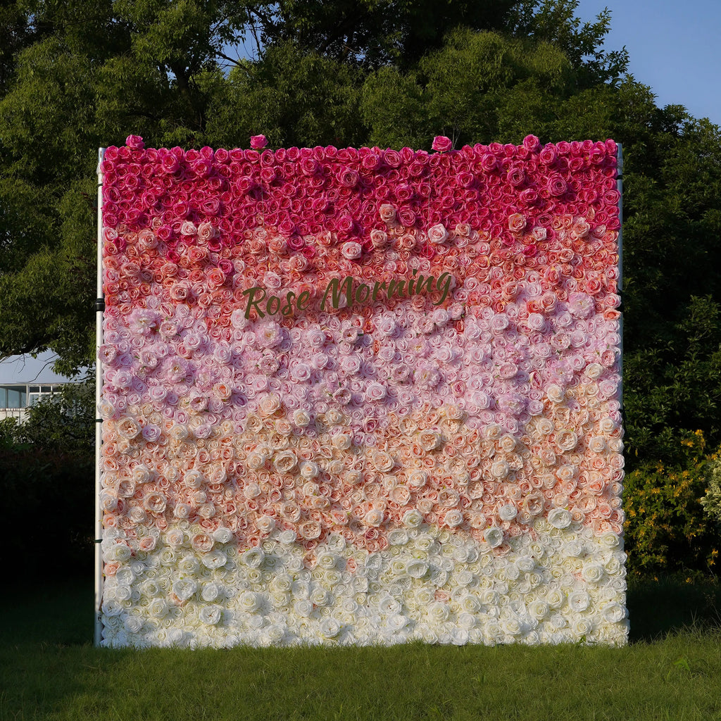 Tina：5D Fabric Artificial rolling up curtain flower wall Free Shipping
