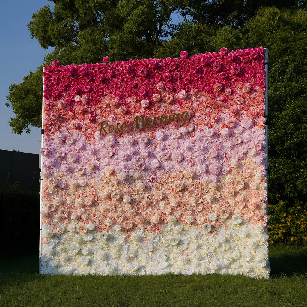 Tina：5D Fabric Artificial rolling up curtain flower wall Free Shipping