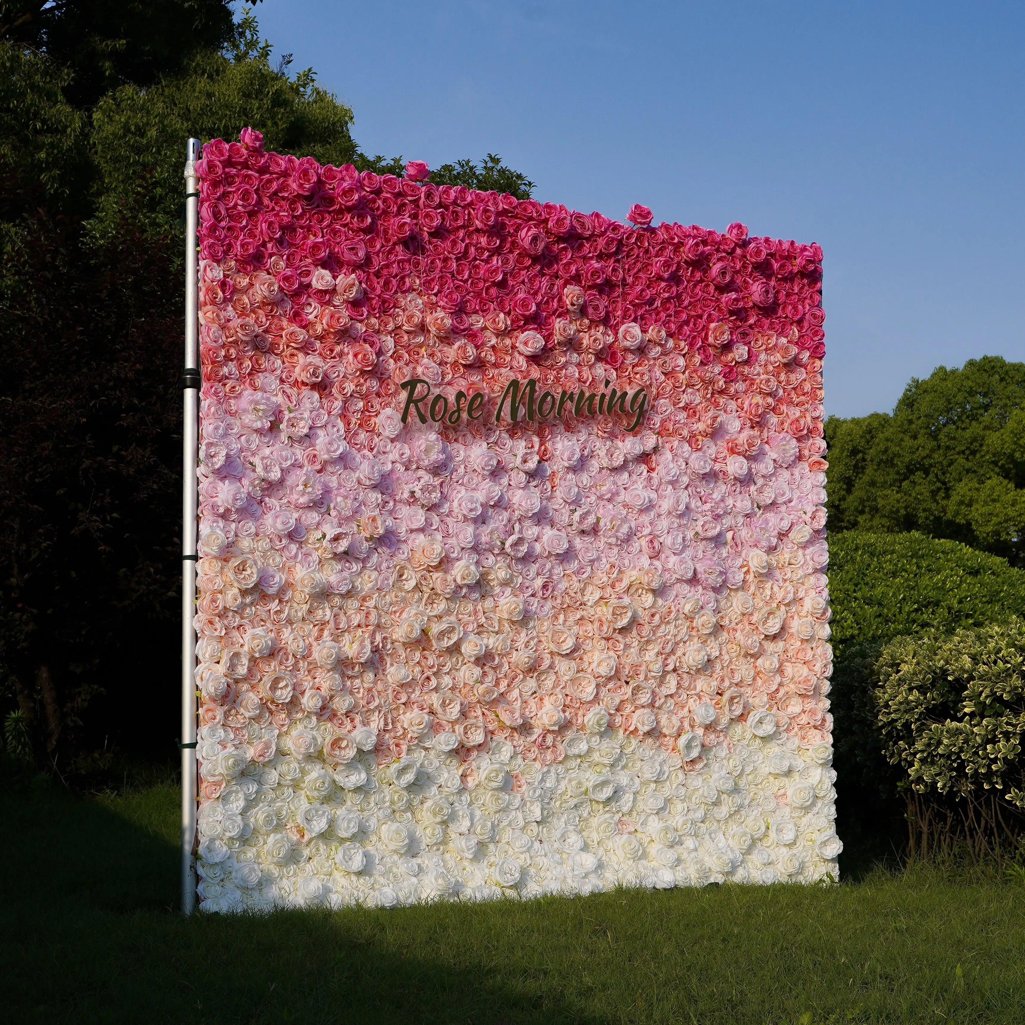 Tina：5D Fabric Artificial rolling up curtain flower wall Free Shipping
