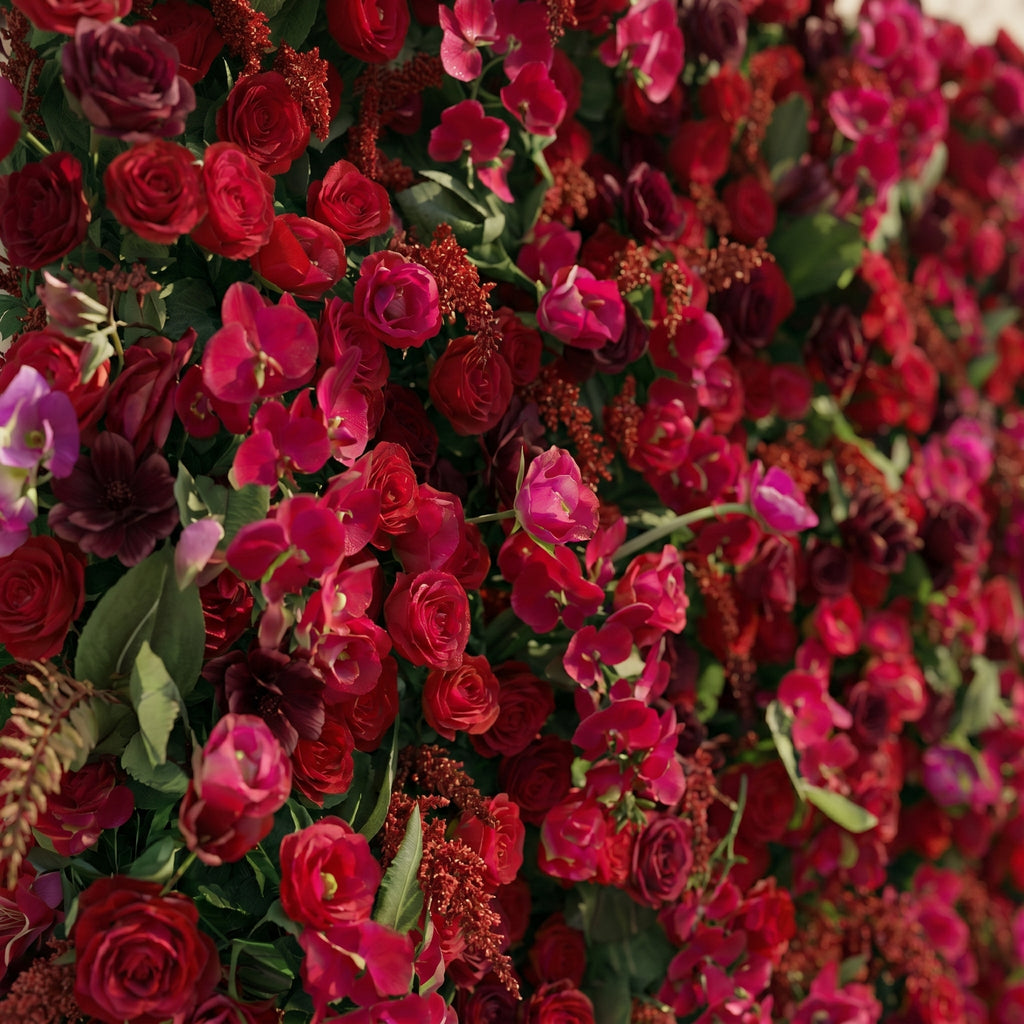 Torella:5D Luxury Burgundy Red Silk Rose Flower Wall Roll-Up Fabric Backdrop for Romantic Weddings & Proposals Free Shipping