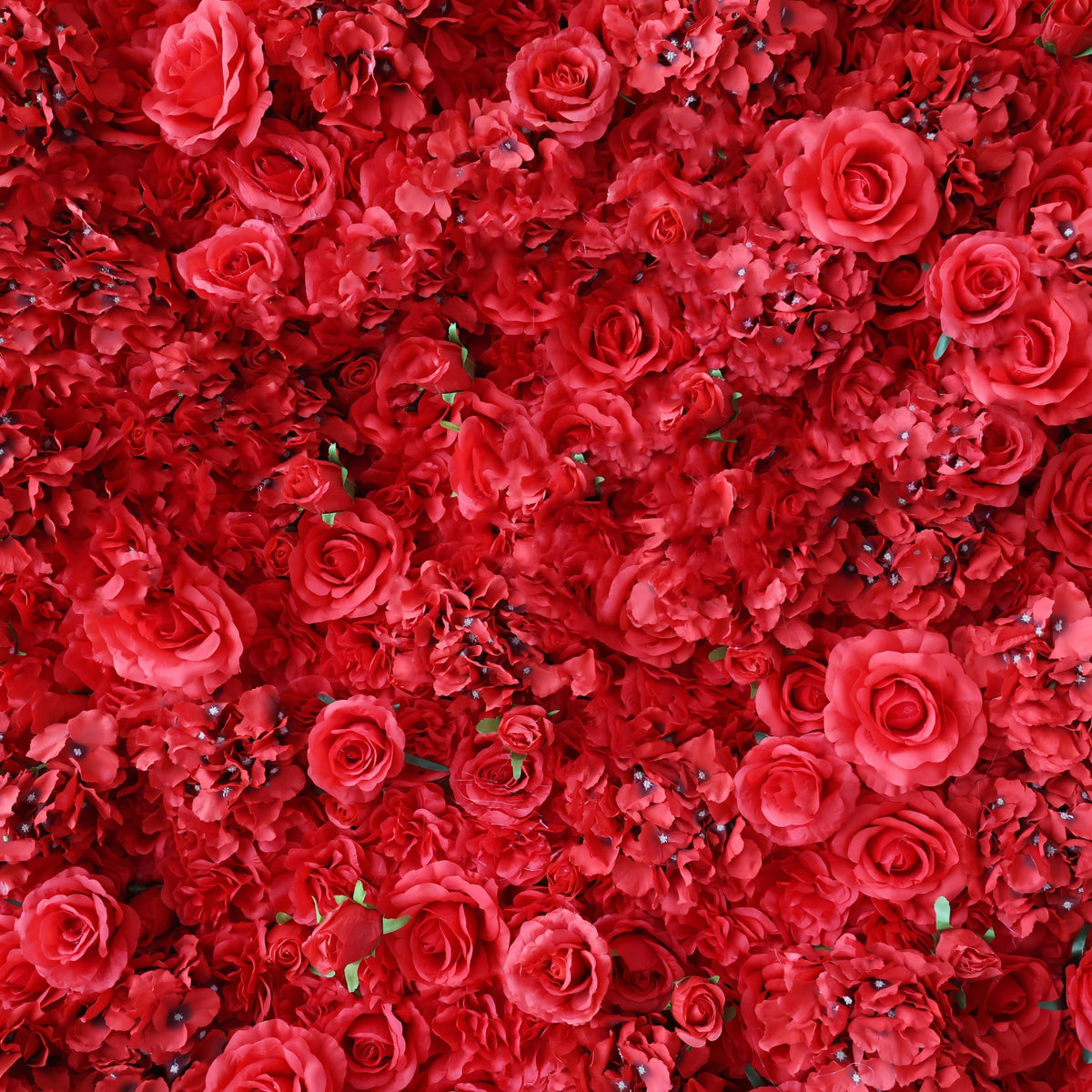 Red Blossom Bliss - A Dense Array of Roses in an Artificial Fabric Flower Wall | VF-157-3