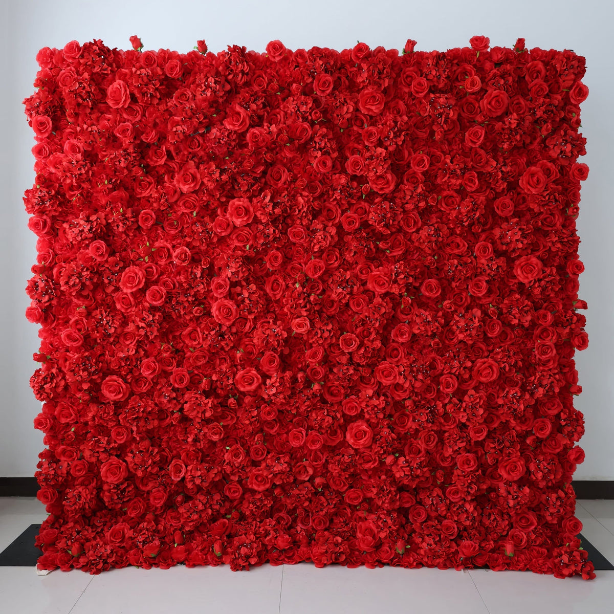 Red Blossom Bliss - A Dense Array of Roses in an Artificial Fabric Flower Wall | VF-157-3