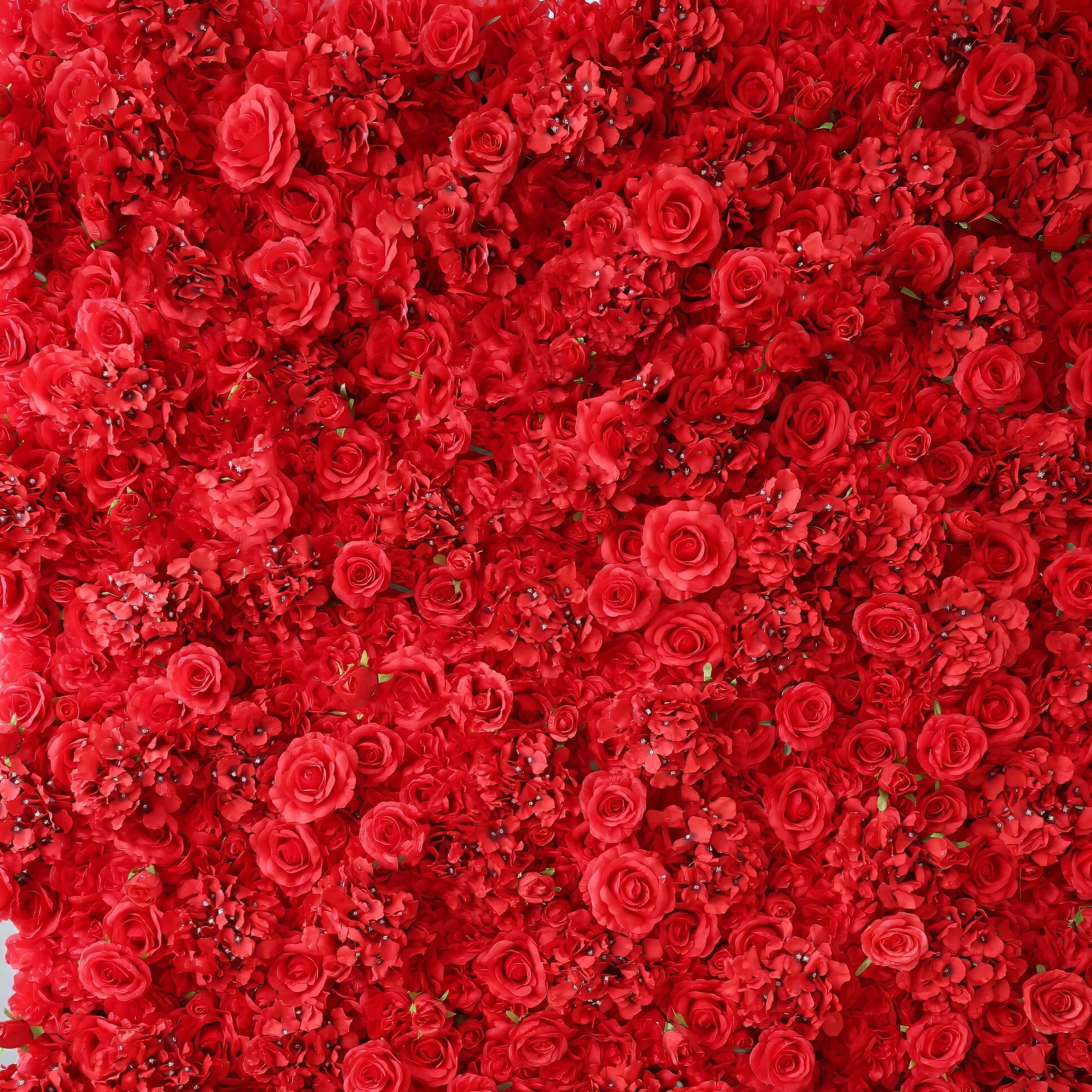 Red Blossom Bliss - A Dense Array of Roses in an Artificial Fabric Flower Wall | VF-157-3
