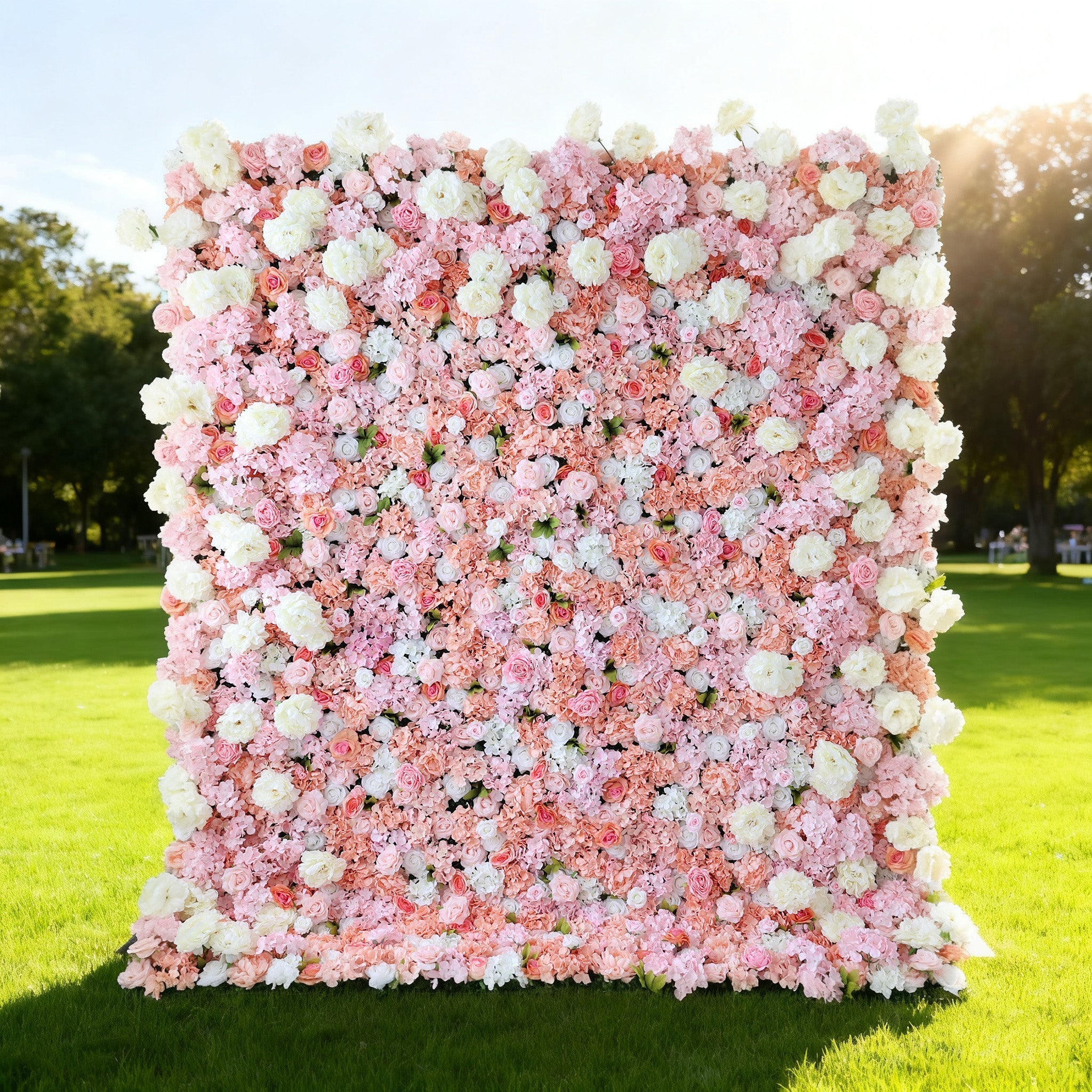 Blush & Coral Floral Extravaganza Wall: A Romantic. Dreamy Masterpiece for Enchanting Celebrations | VF-544